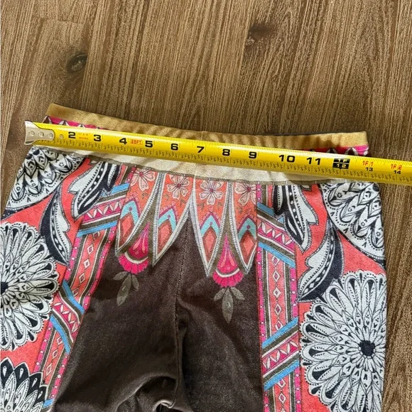 Brown flare Pants with Coral & Turquoise Accents and tassels. Music festivals - Picture 5 of 7